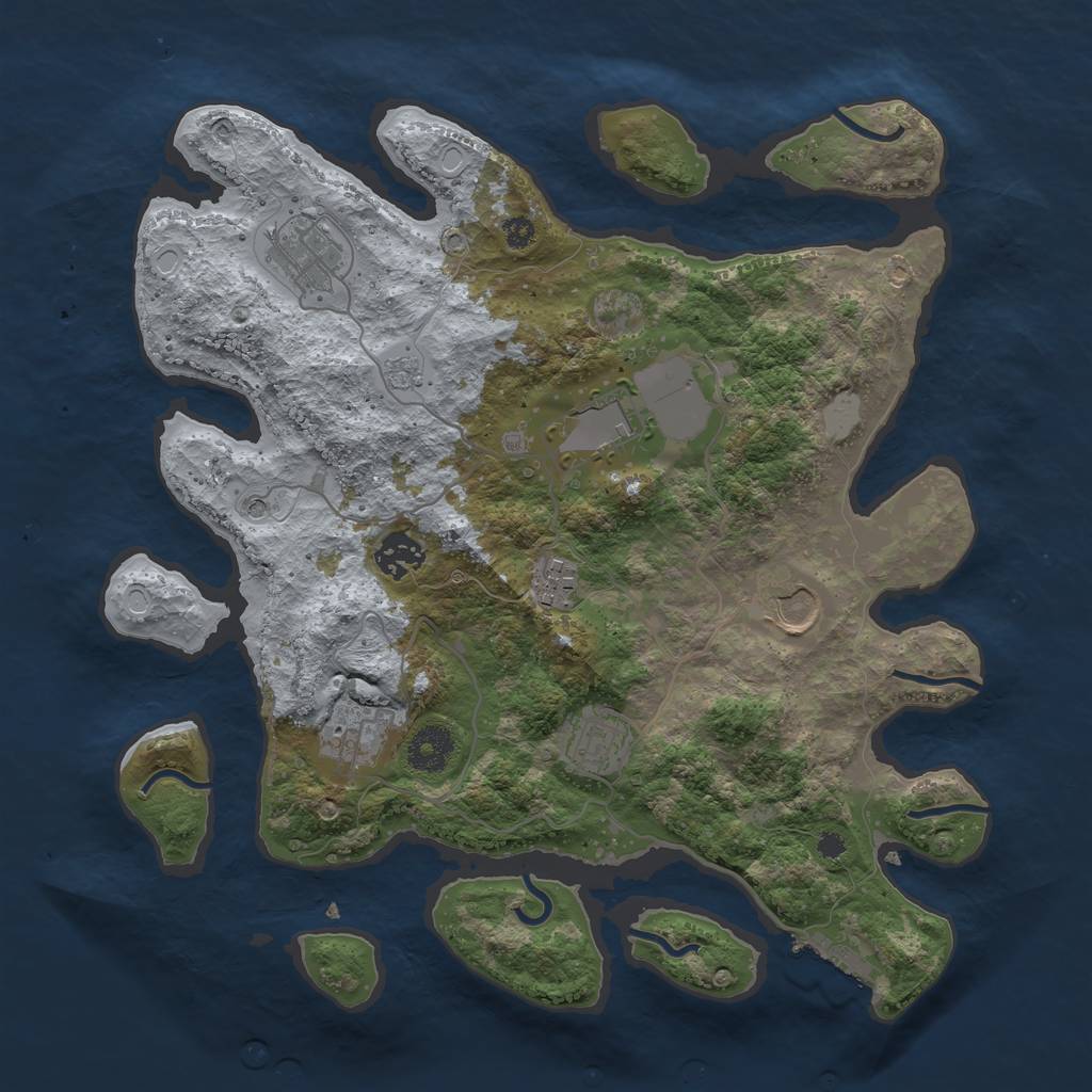 Rust Map: Procedural Map, Size: 3500, Seed: 76212734, 13 Monuments