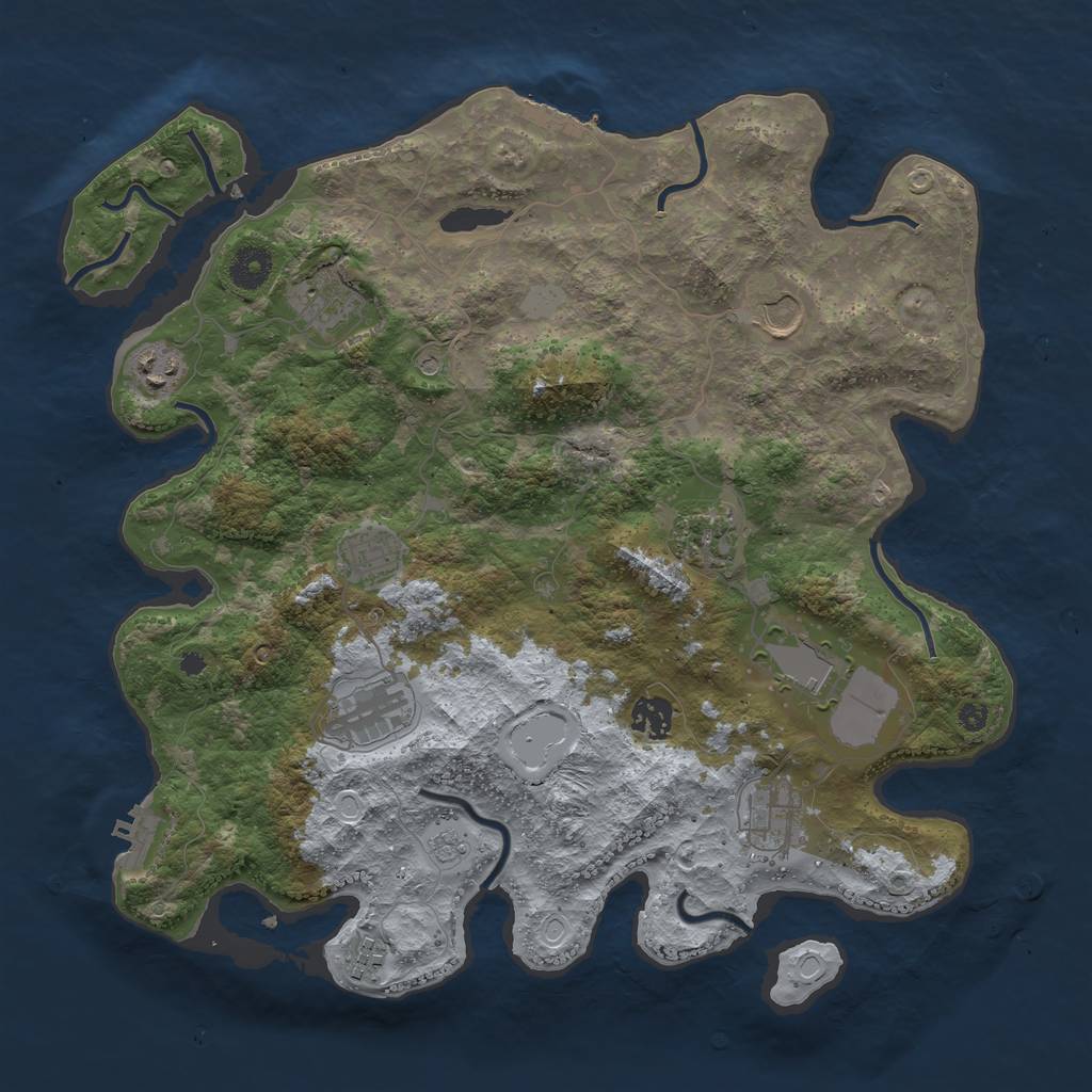 Rust Map: Procedural Map, Size: 3800, Seed: 193241, 17 Monuments