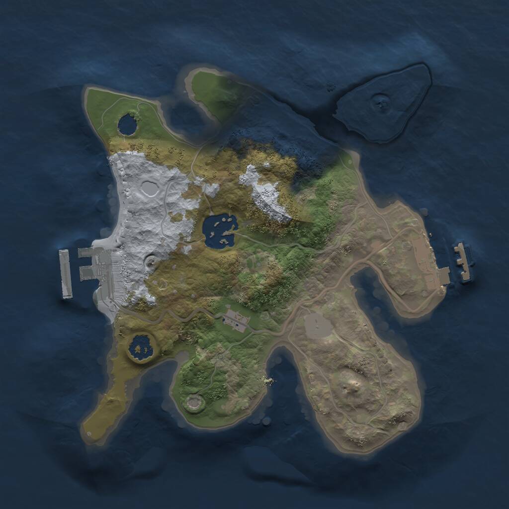 Rust Map: Procedural Map, Size: 2100, Seed: 1734, 4 Monuments
