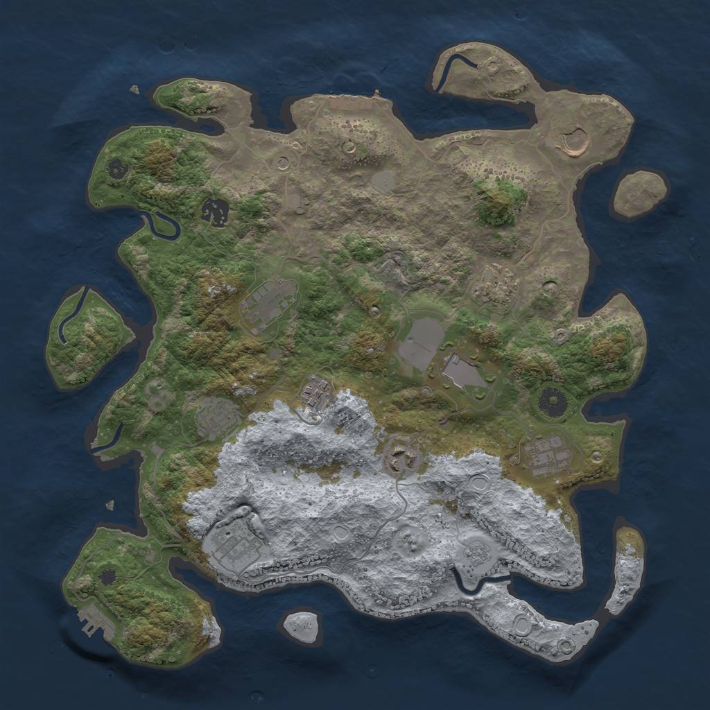 Rust Map: Procedural Map, Size: 3700, Seed: 128766, 17 Monuments