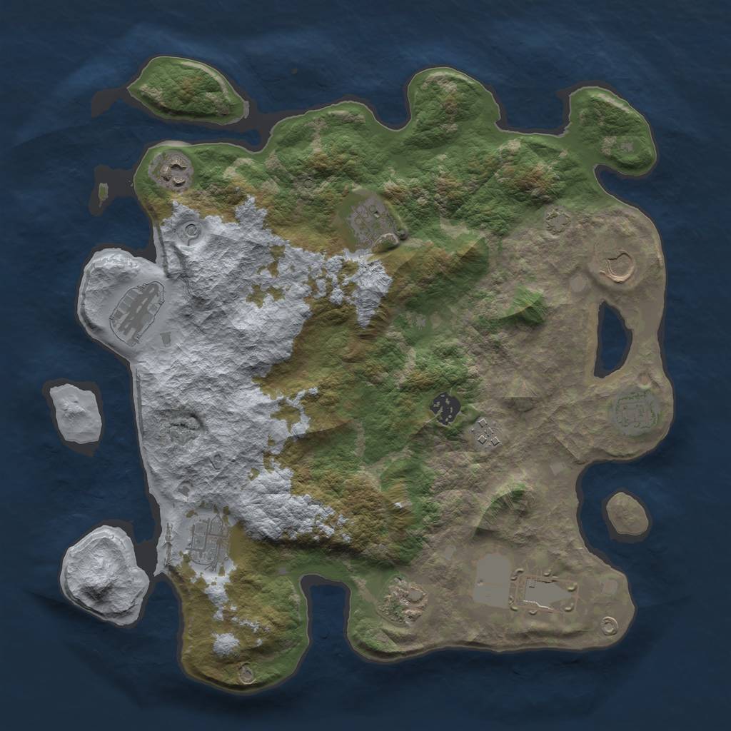 Rust Map: Barren, Size: 3700, Seed: 366374168, 14 Monuments