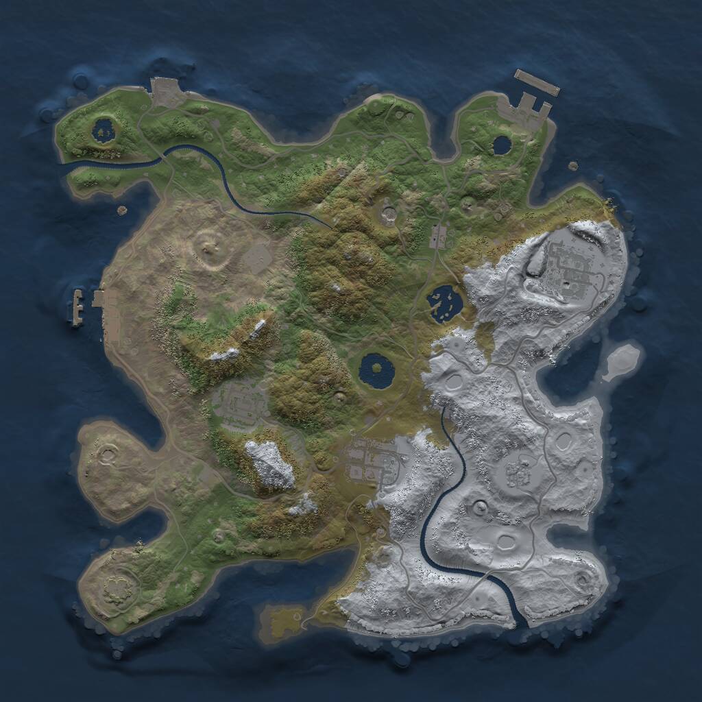 Rust Map: Procedural Map, Size: 3000, Seed: 87793, 10 Monuments