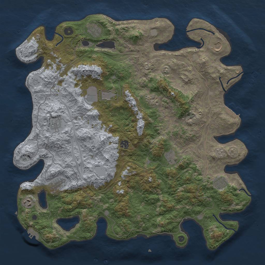 Rust Map: Procedural Map, Size: 4500, Seed: 54165, 18 Monuments