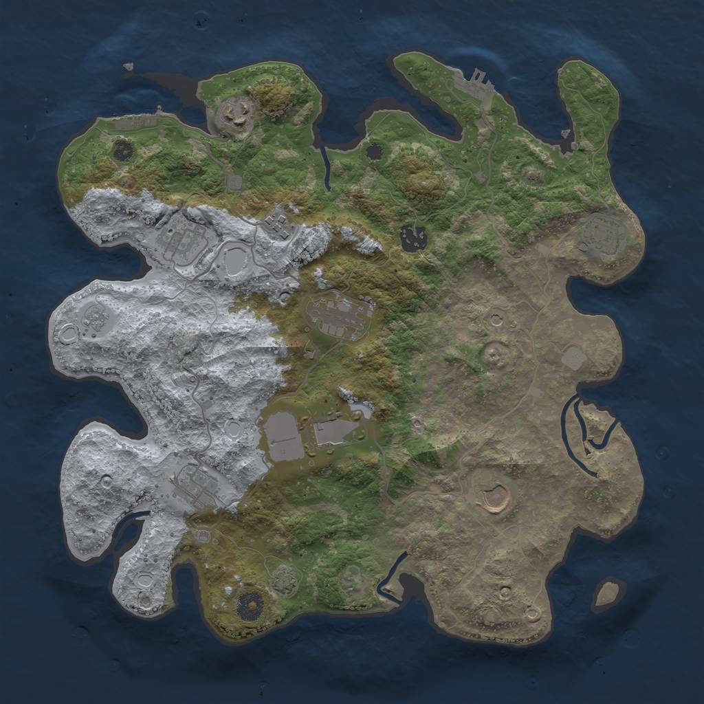 Rust Map: Procedural Map, Size: 3700, Seed: 879069, 17 Monuments