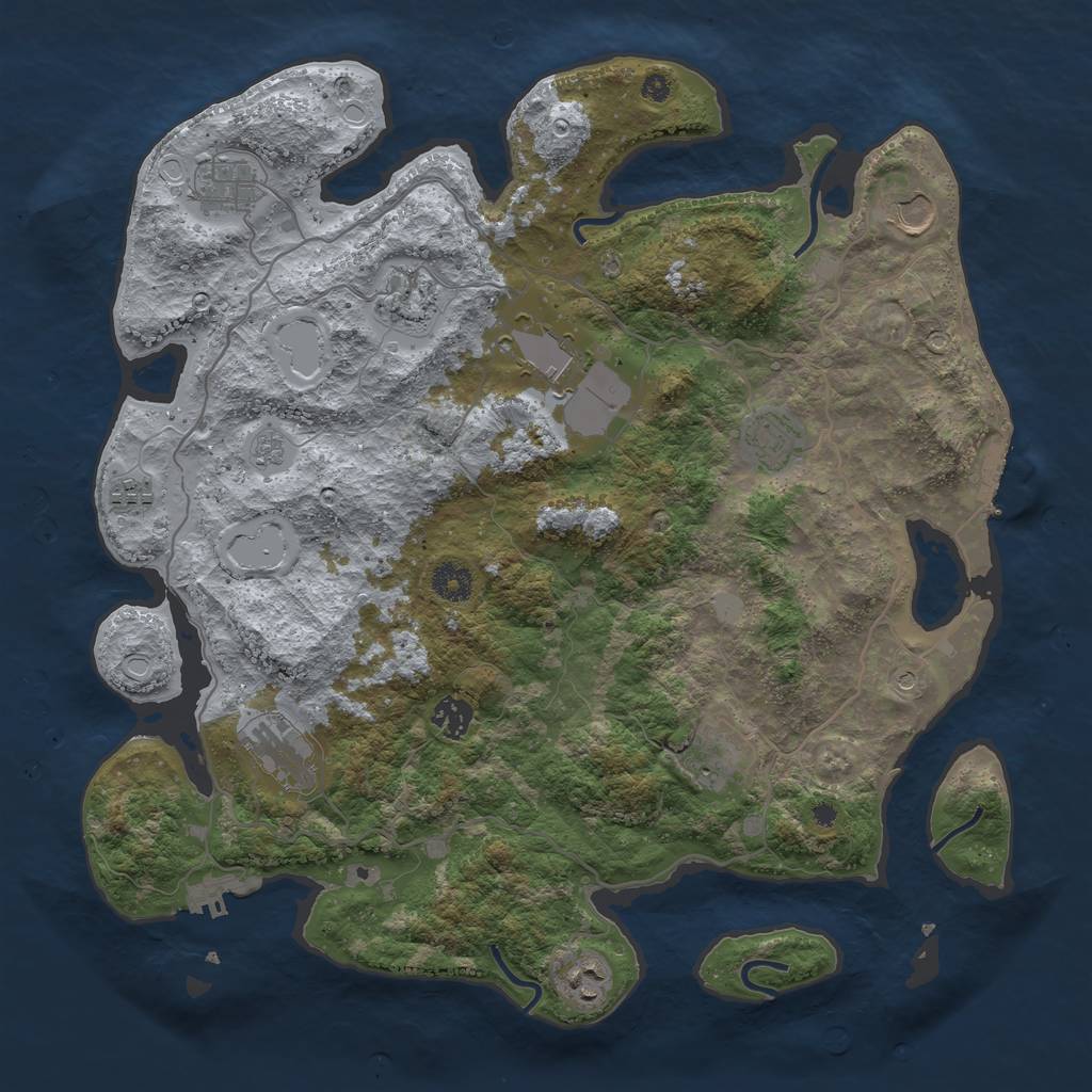 Rust Map: Procedural Map, Size: 4000, Seed: 897263429, 17 Monuments