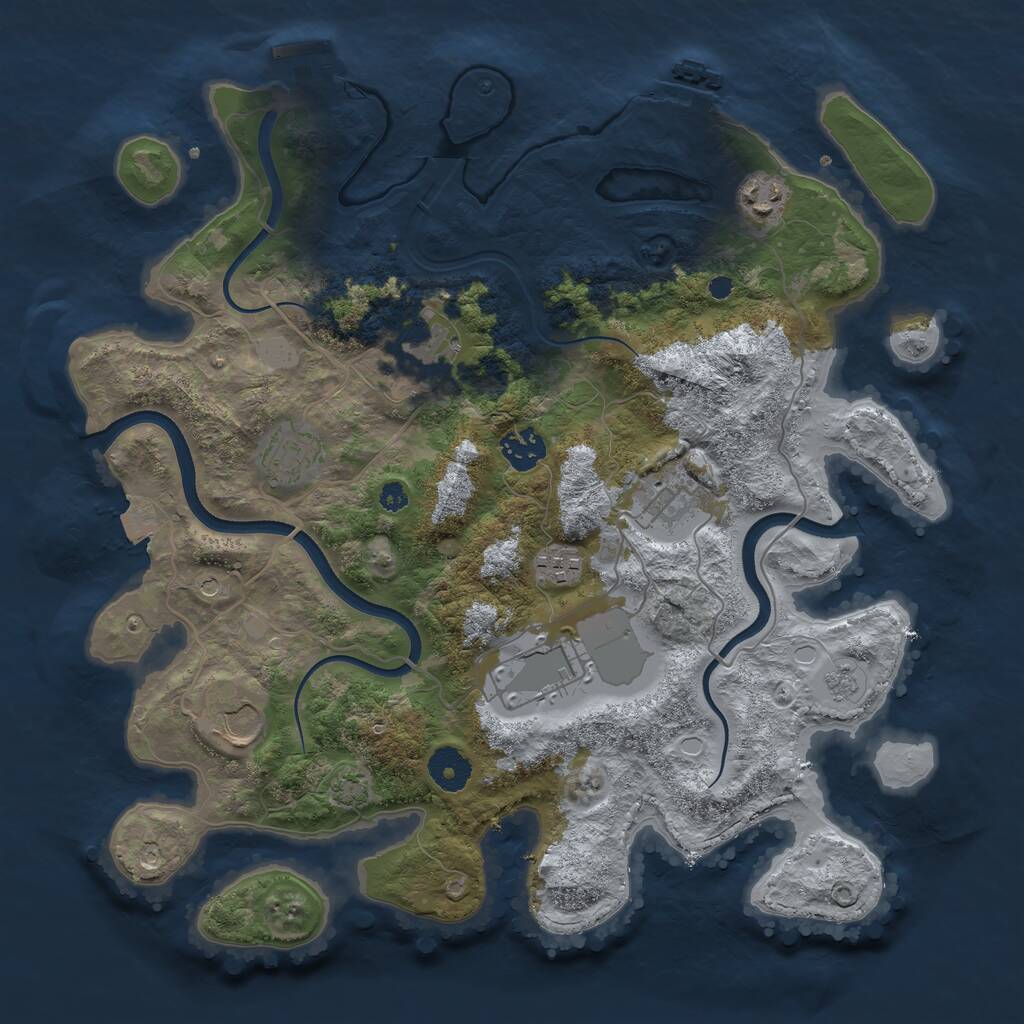Rust Map: Procedural Map, Size: 3600, Seed: 638329, 14 Monuments