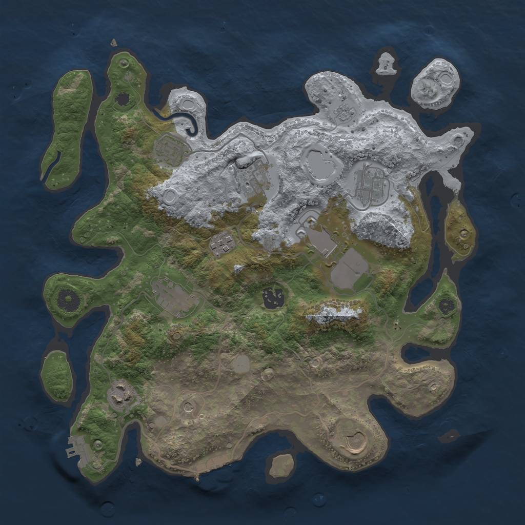 Rust Map: Procedural Map, Size: 3500, Seed: 1695328658, 16 Monuments