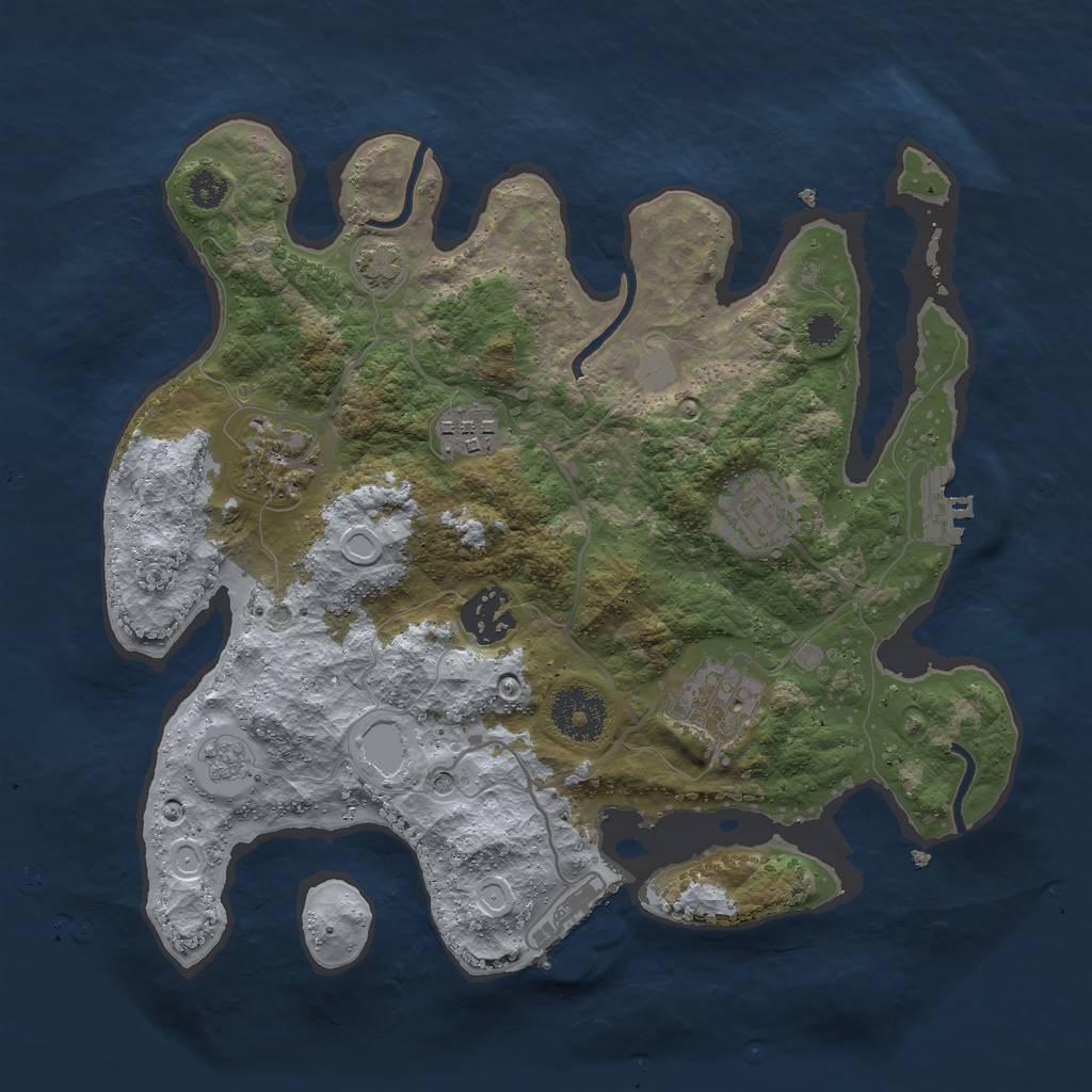 Rust Map: Procedural Map, Size: 3000, Seed: 58789, 13 Monuments