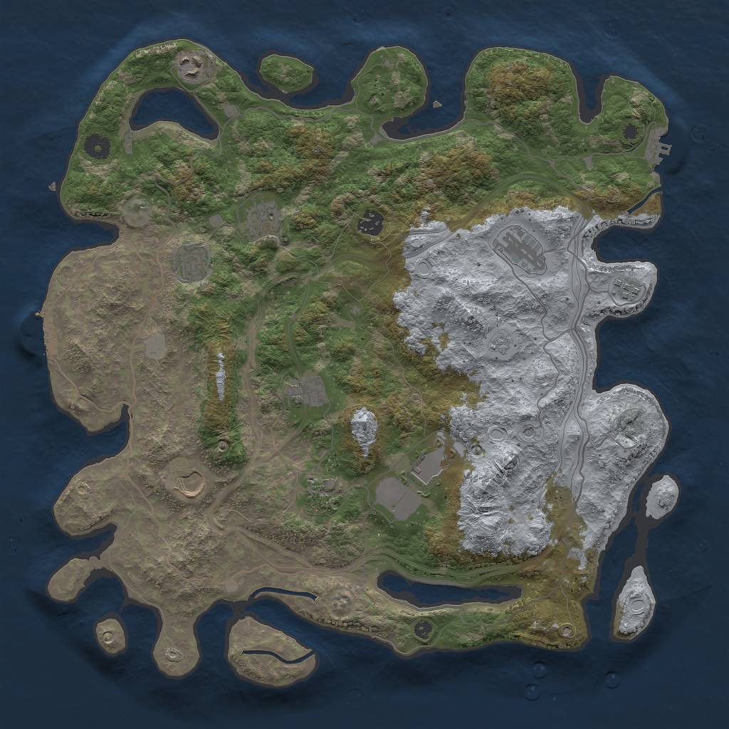 Rust Map: Procedural Map, Size: 4250, Seed: 406465, 17 Monuments