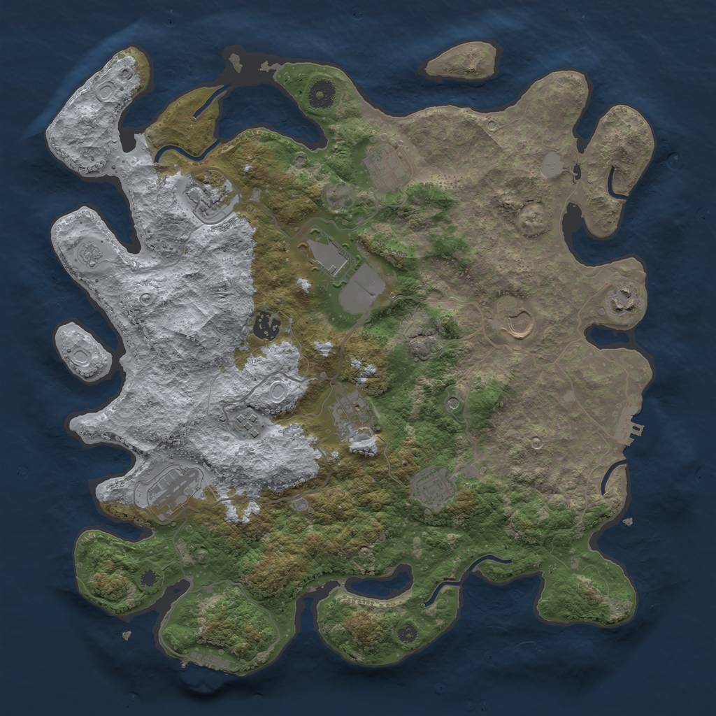 Rust Map: Procedural Map, Size: 3900, Seed: 341958, 17 Monuments