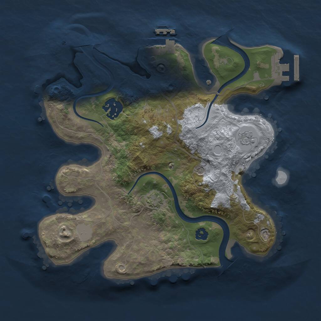 Rust Map: Procedural Map, Size: 2500, Seed: 597803961, 7 Monuments