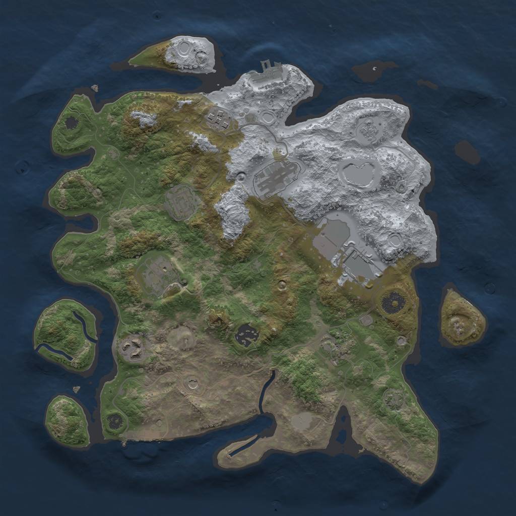 Rust Map: Procedural Map, Size: 3500, Seed: 3216, 16 Monuments