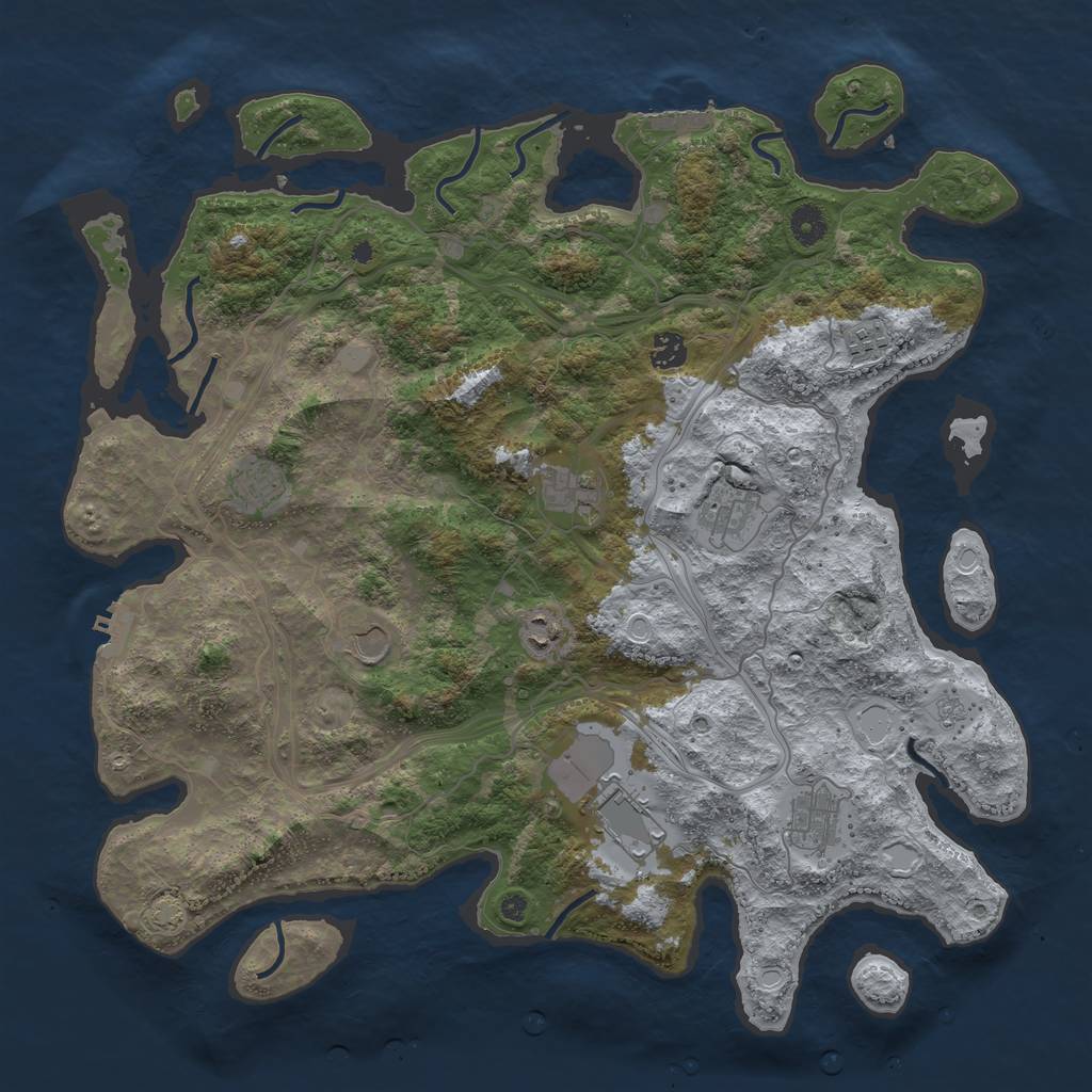 Rust Map: Procedural Map, Size: 4300, Seed: 811969723, 16 Monuments