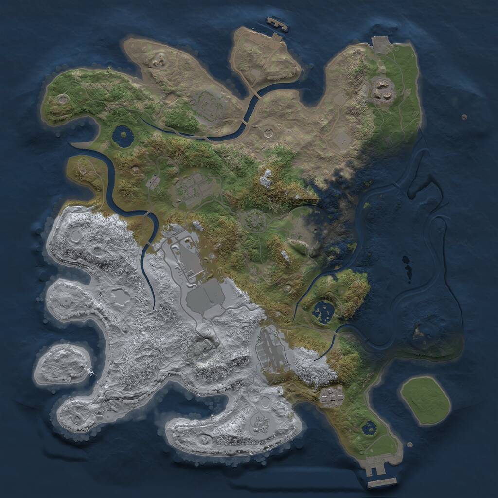 Rust Map: Procedural Map, Size: 3500, Seed: 114834, 14 Monuments