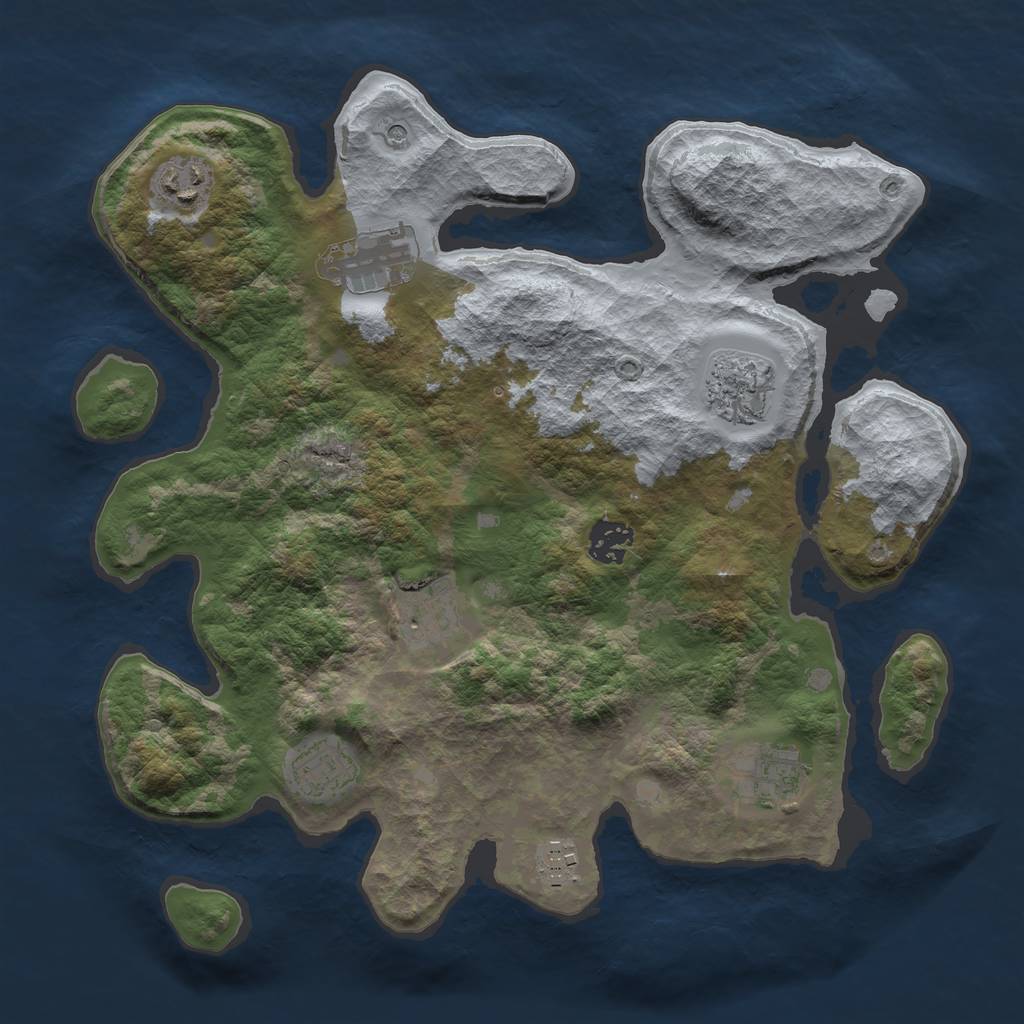 Rust Map: Barren, Size: 3400, Seed: 2057, 11 Monuments