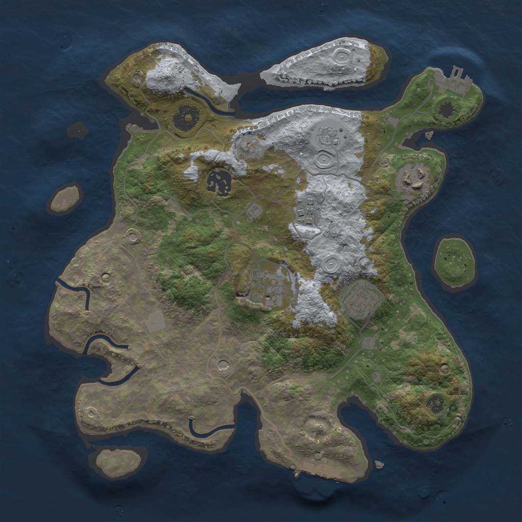 Rust Map: Procedural Map, Size: 3000, Seed: 1175020393, 12 Monuments