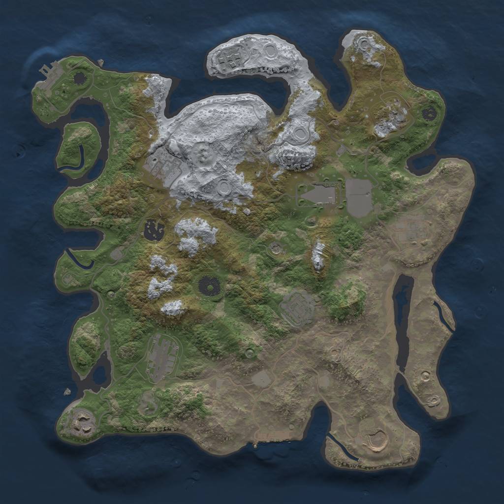 Rust Map: Procedural Map, Size: 3500, Seed: 193834266, 16 Monuments
