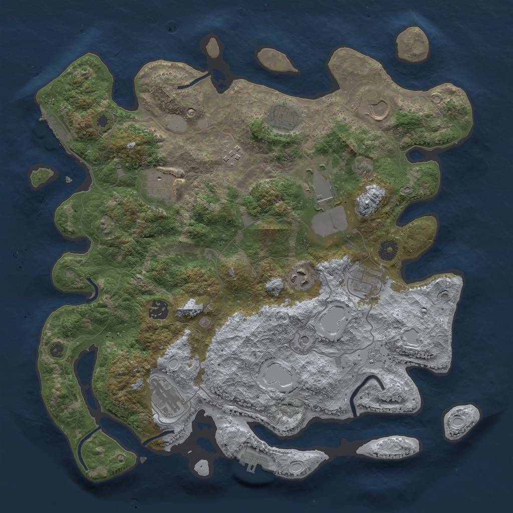 Rust Map: Procedural Map, Size: 3800, Seed: 957493, 16 Monuments