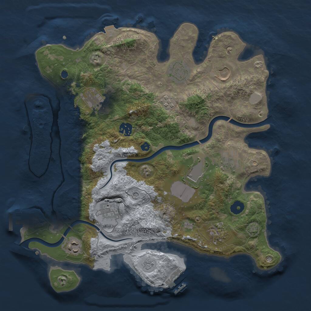 Rust Map: Procedural Map, Size: 3500, Seed: 1576403935, 16 Monuments