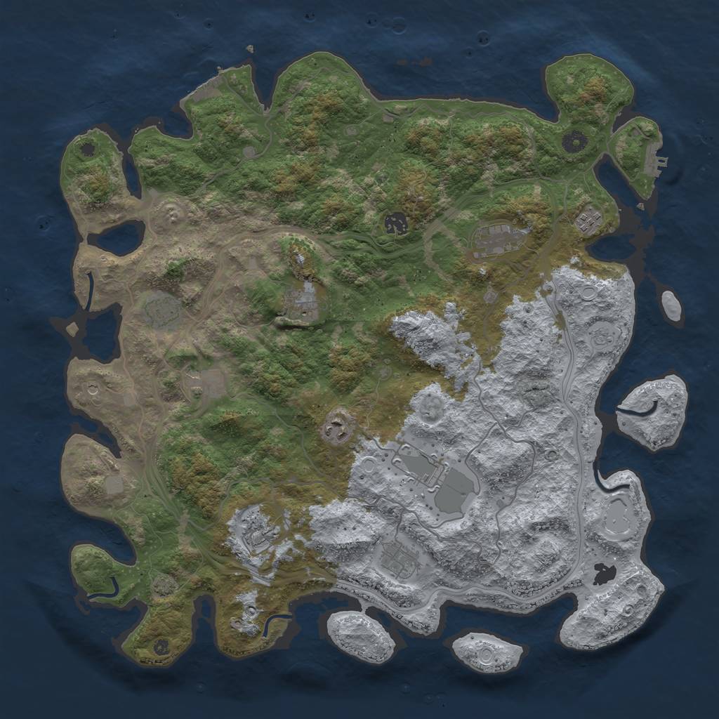 Rust Map: Procedural Map, Size: 4500, Seed: 1334307066, 18 Monuments