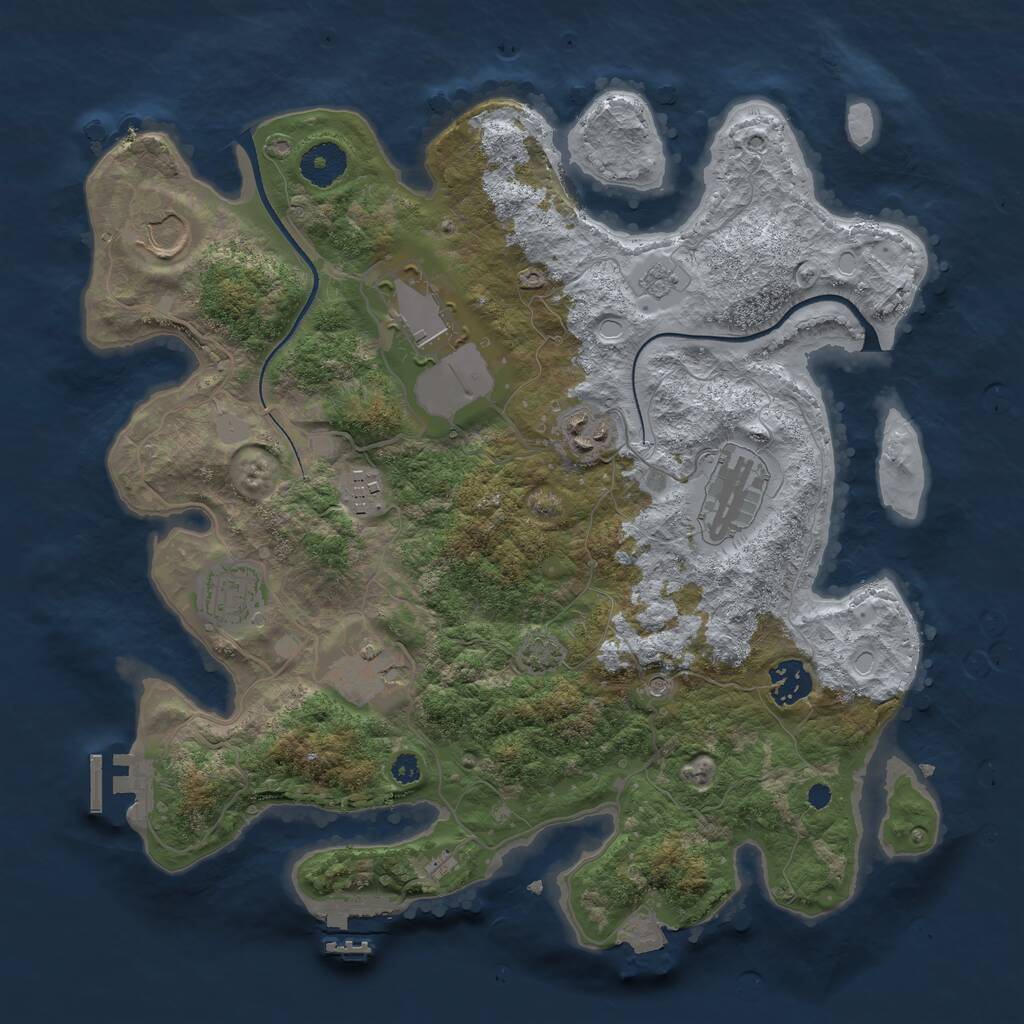 Rust Map: Procedural Map, Size: 3500, Seed: 1164768364, 14 Monuments