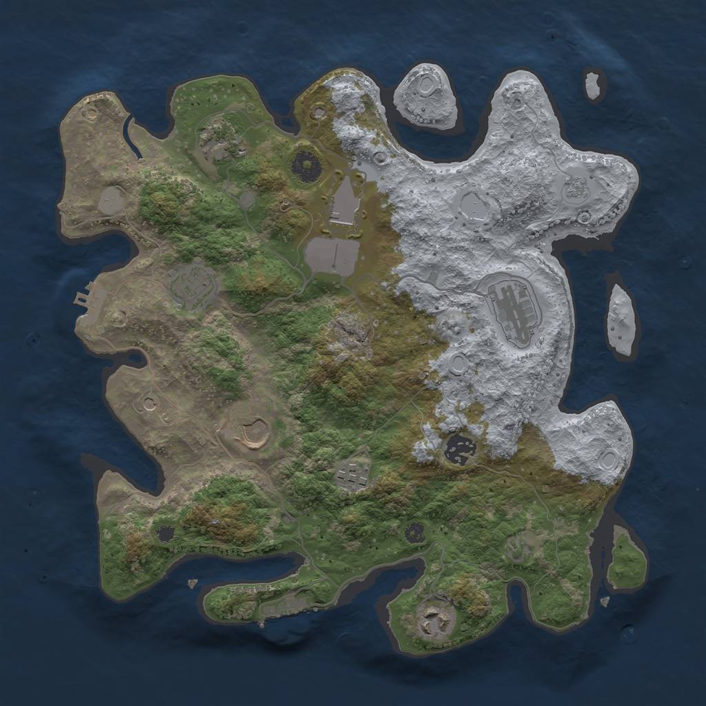 Rust Map: Procedural Map, Size: 3500, Seed: 1164768364, 15 Monuments