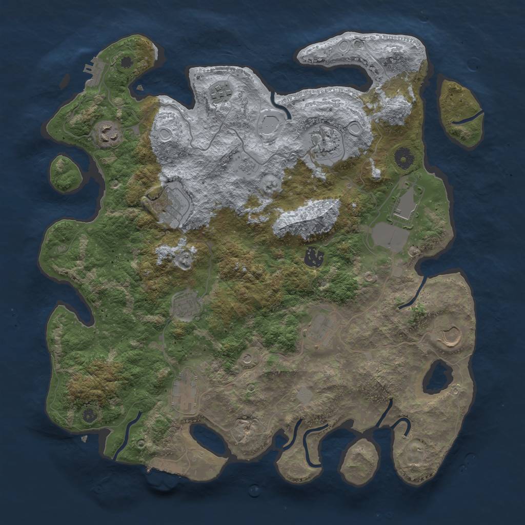 Rust Map: Procedural Map, Size: 3900, Seed: 214203, 17 Monuments