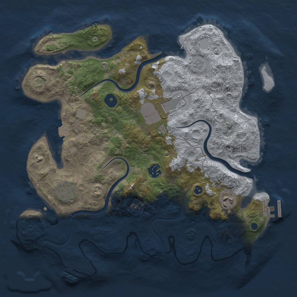 Rust Map: Procedural Map, Size: 3500, Seed: 500212036, 11 Monuments