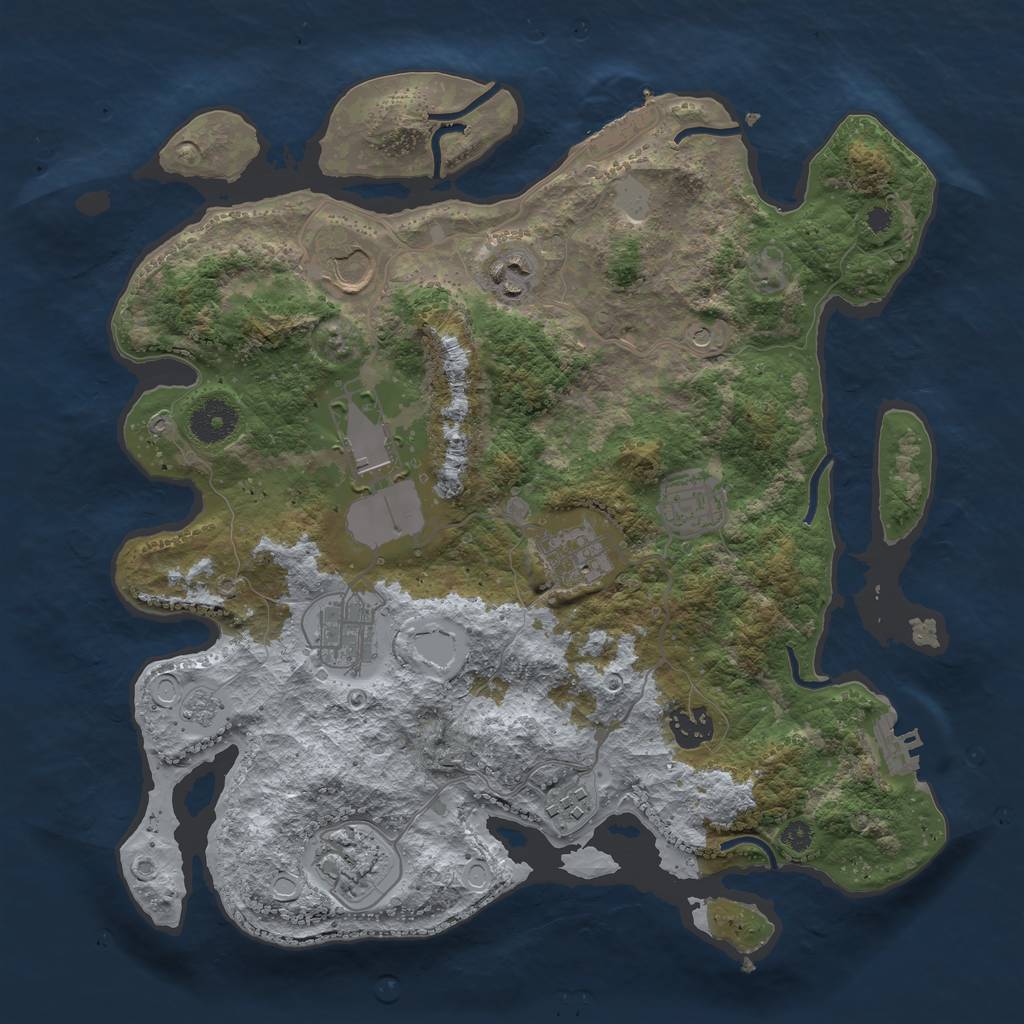 Rust Map: Procedural Map, Size: 3500, Seed: 684149730, 16 Monuments