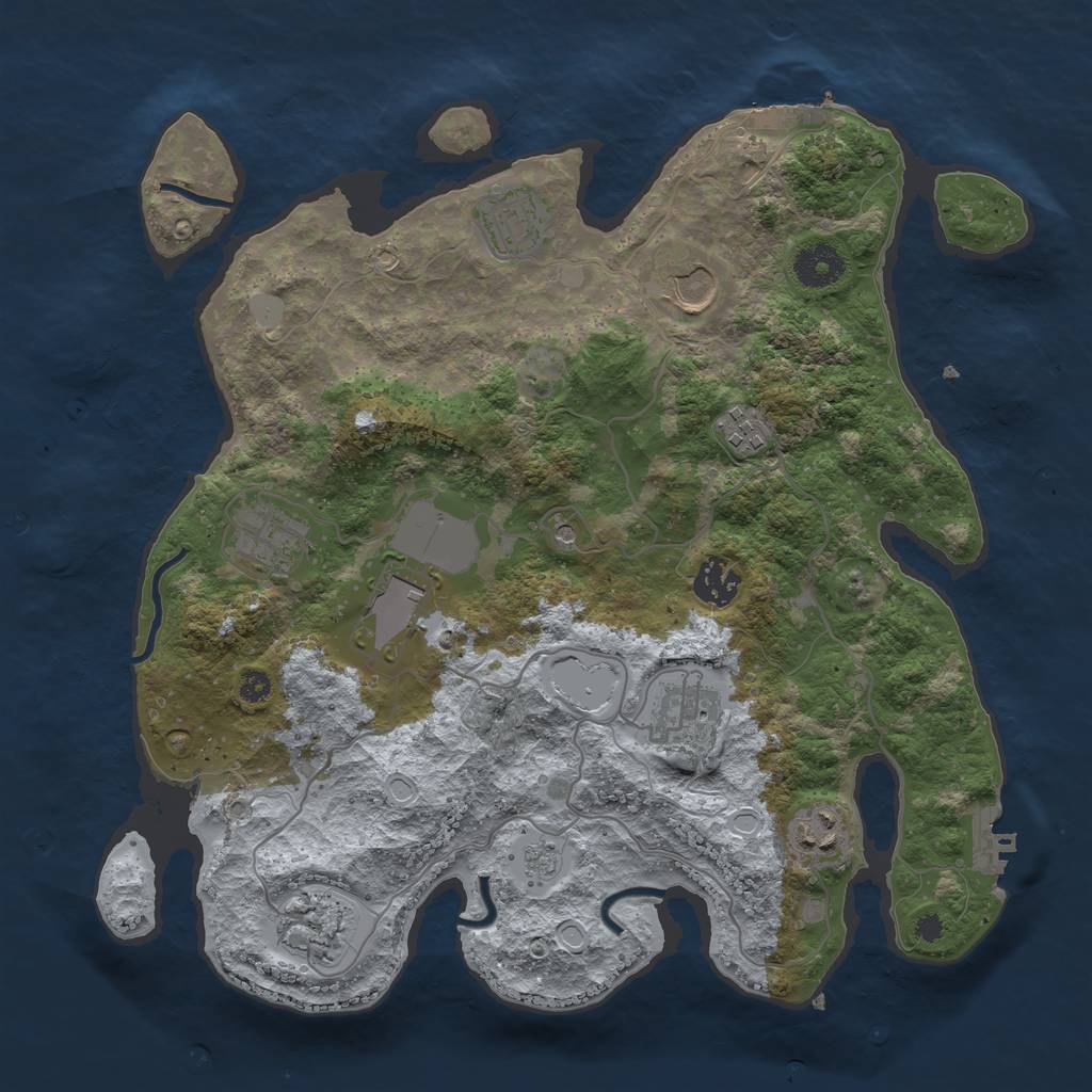 Rust Map: Procedural Map, Size: 3500, Seed: 1705404305, 16 Monuments