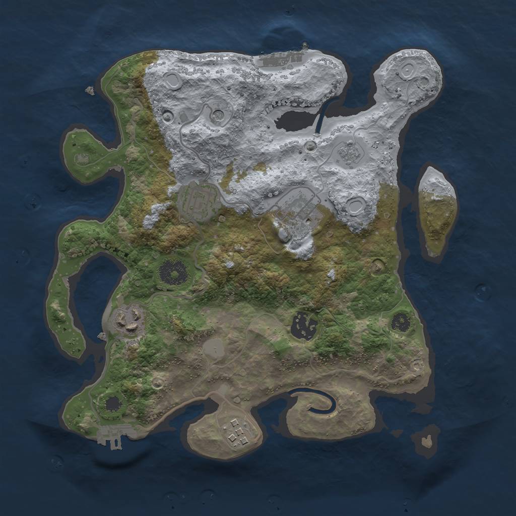 Rust Map: Procedural Map, Size: 2850, Seed: 2062036530, 12 Monuments
