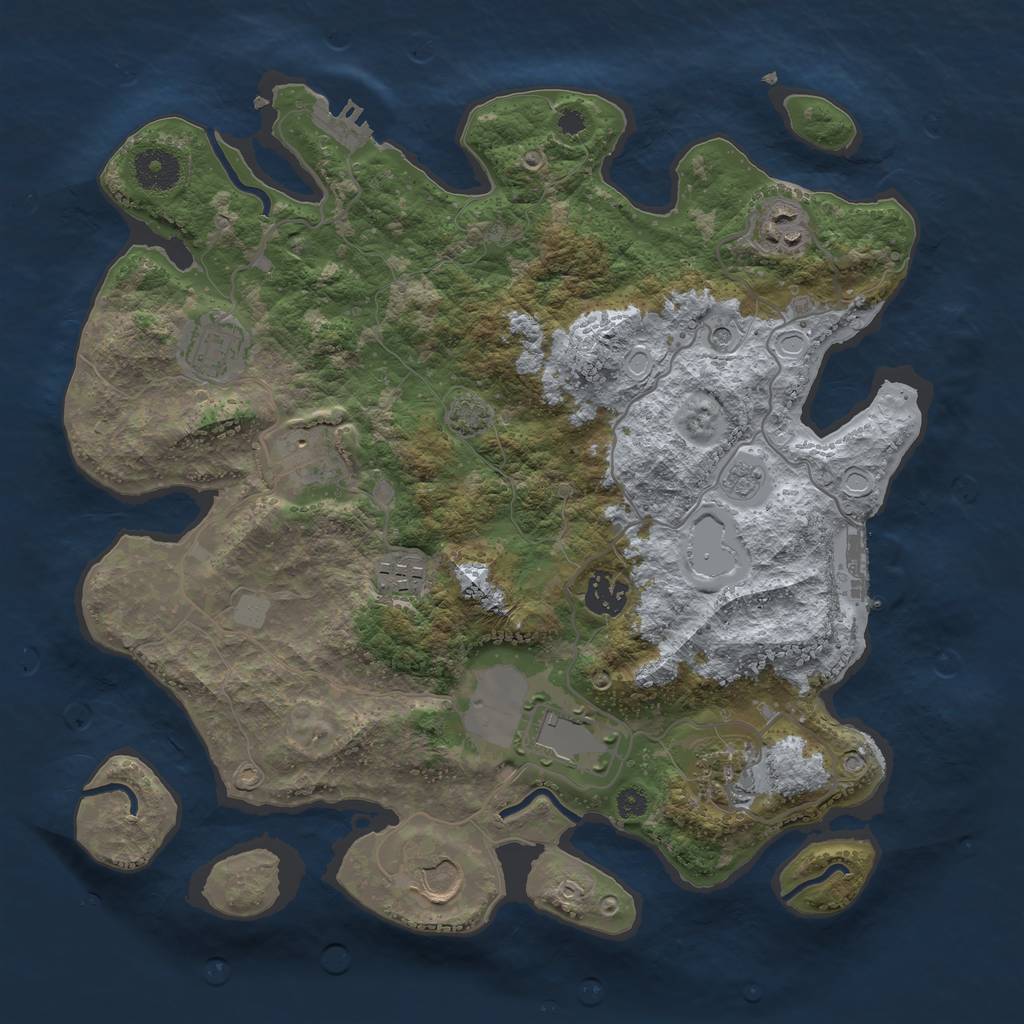 Rust Map: Procedural Map, Size: 3500, Seed: 276923991, 16 Monuments