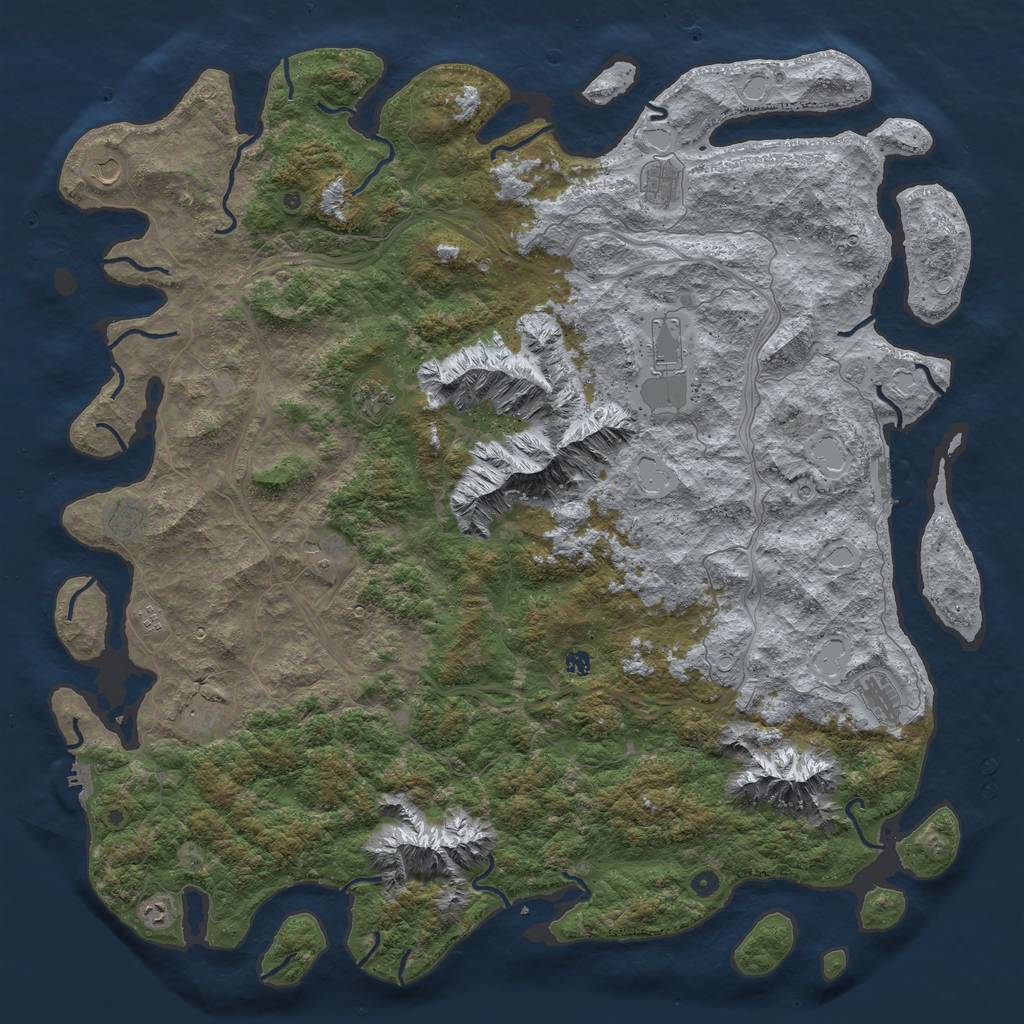 Rust Map: Procedural Map, Size: 6000, Seed: 1850508789, 18 Monuments