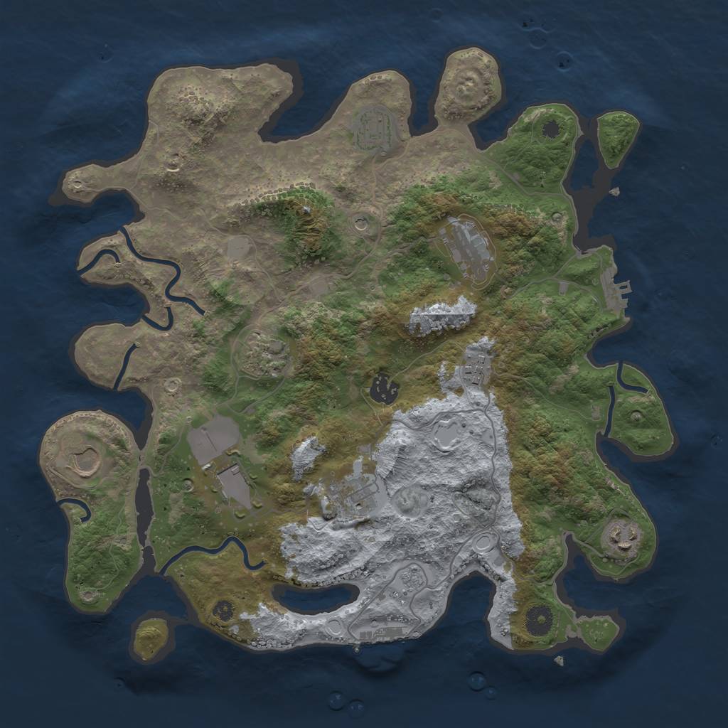 Rust Map: Procedural Map, Size: 3700, Seed: 833823259, 16 Monuments