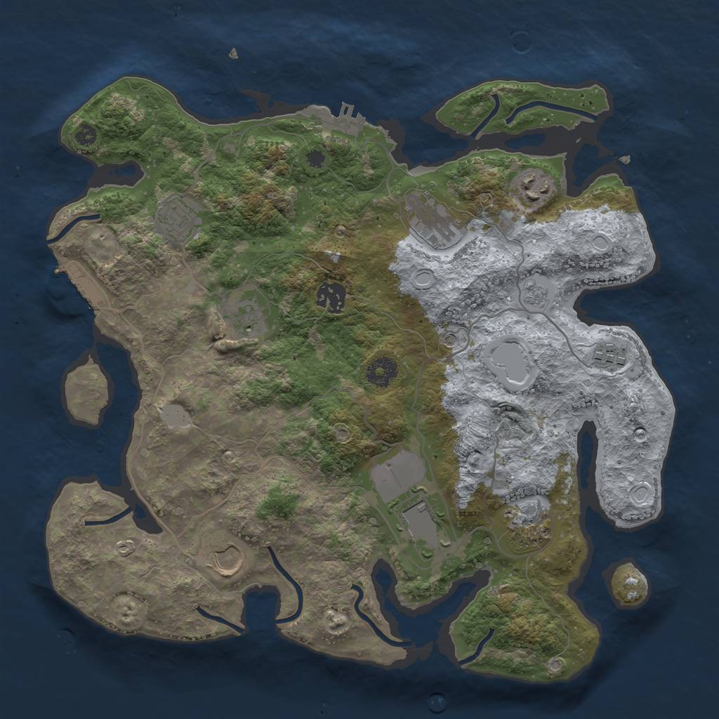 Rust Map: Procedural Map, Size: 3500, Seed: 1743507806, 16 Monuments