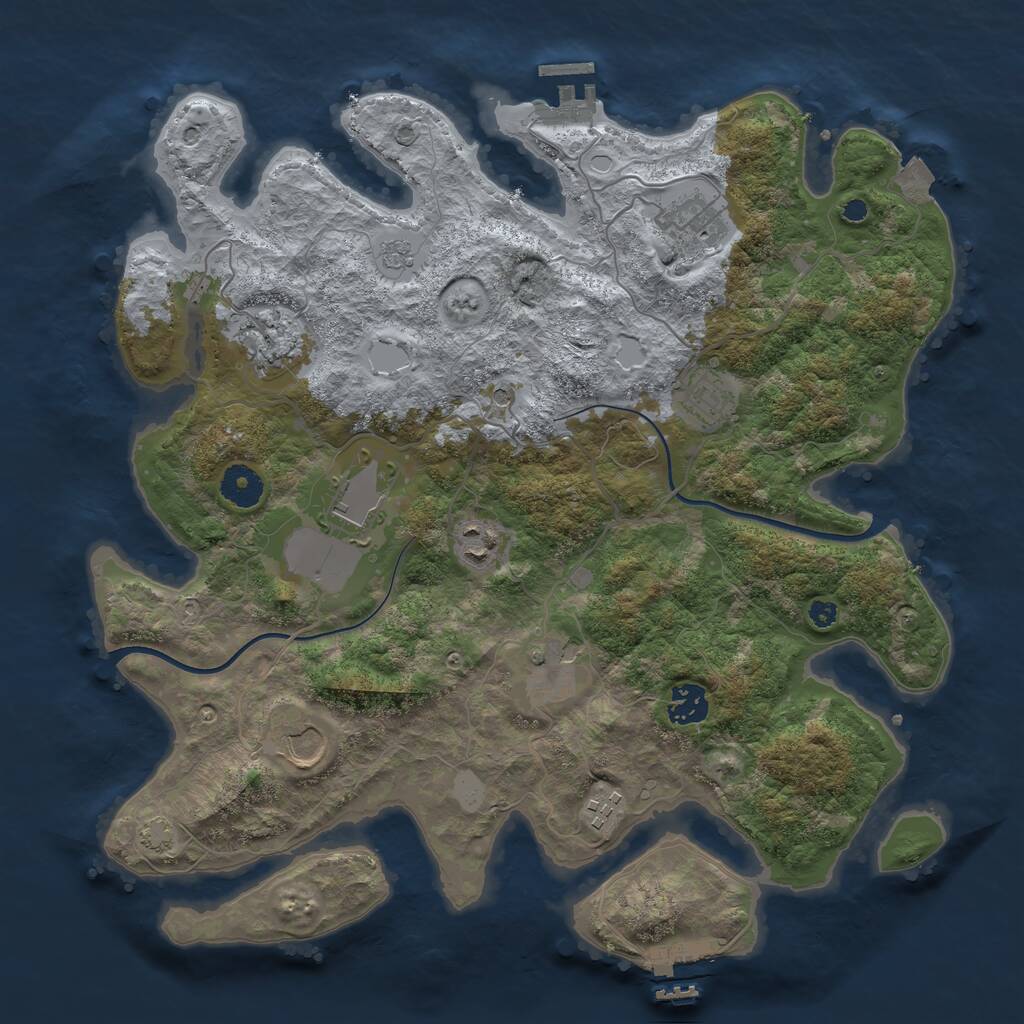 Rust Map: Procedural Map, Size: 3700, Seed: 1551449554, 15 Monuments