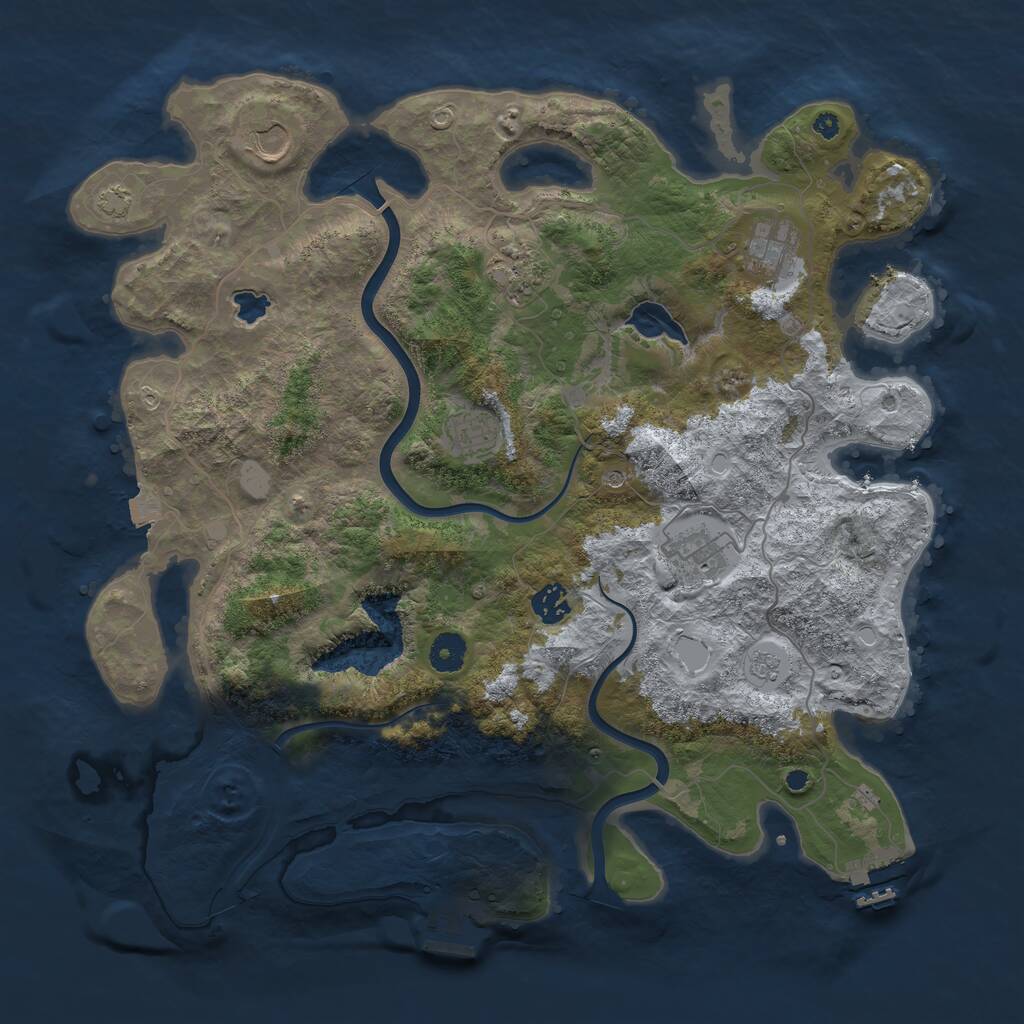 Rust Map: Procedural Map, Size: 4000, Seed: 1273019750, 12 Monuments