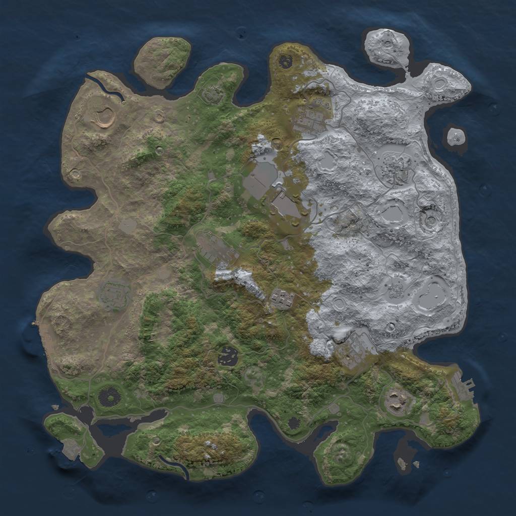 Rust Map: Procedural Map, Size: 3750, Seed: 342342761, 18 Monuments