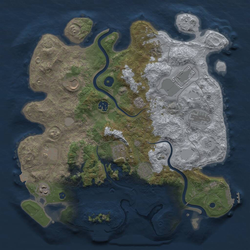 Rust Map: Procedural Map, Size: 3750, Seed: 342342761, 16 Monuments