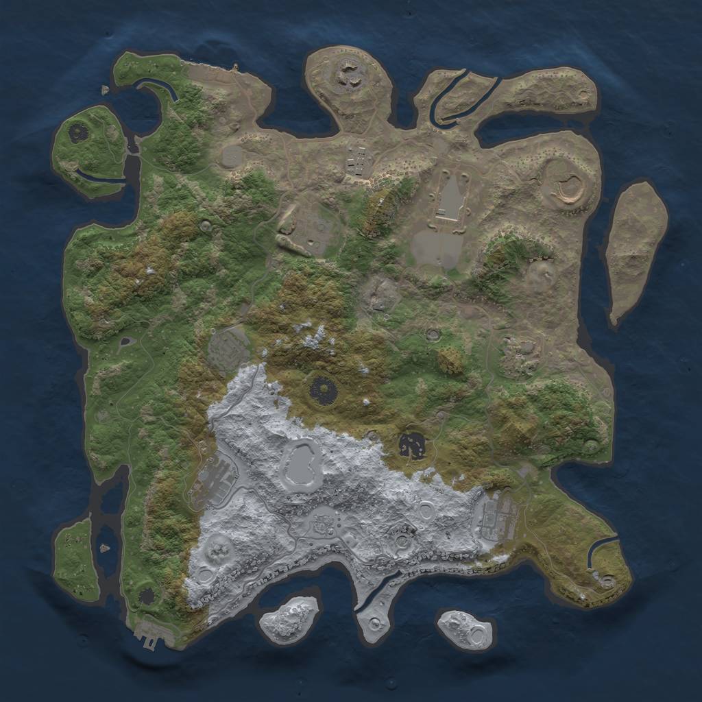 Rust Map: Procedural Map, Size: 3750, Seed: 45633, 17 Monuments