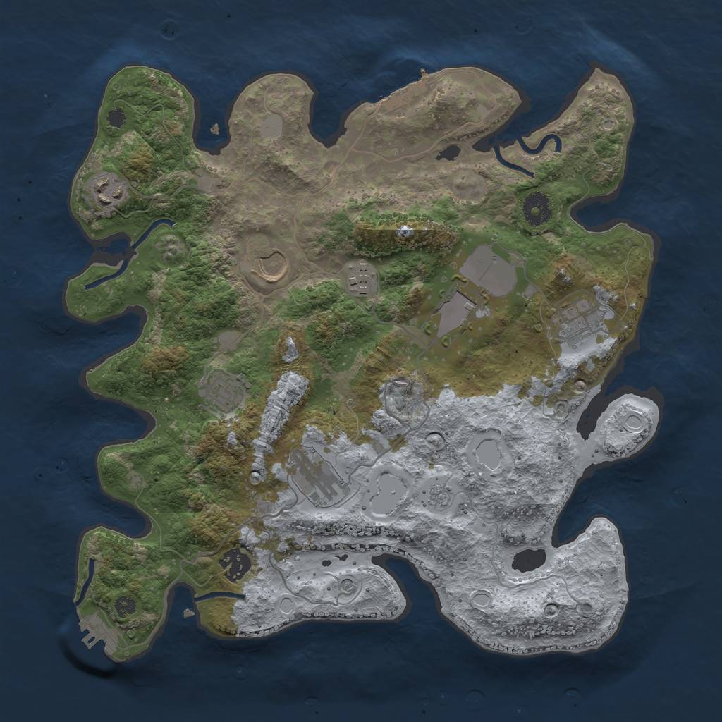 Rust Map: Procedural Map, Size: 3500, Seed: 42908622, 15 Monuments