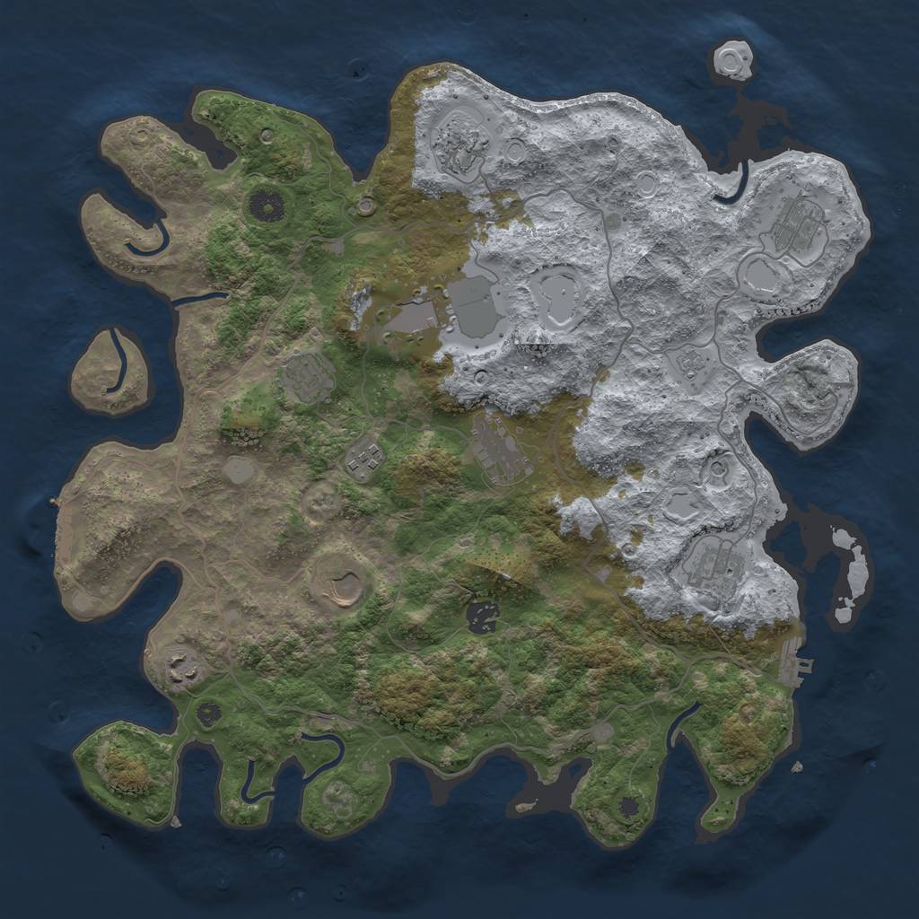 Rust Map: Procedural Map, Size: 4000, Seed: 1896151, 17 Monuments