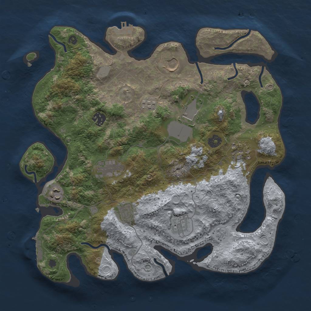 Rust Map: Procedural Map, Size: 3500, Seed: 26396, 16 Monuments