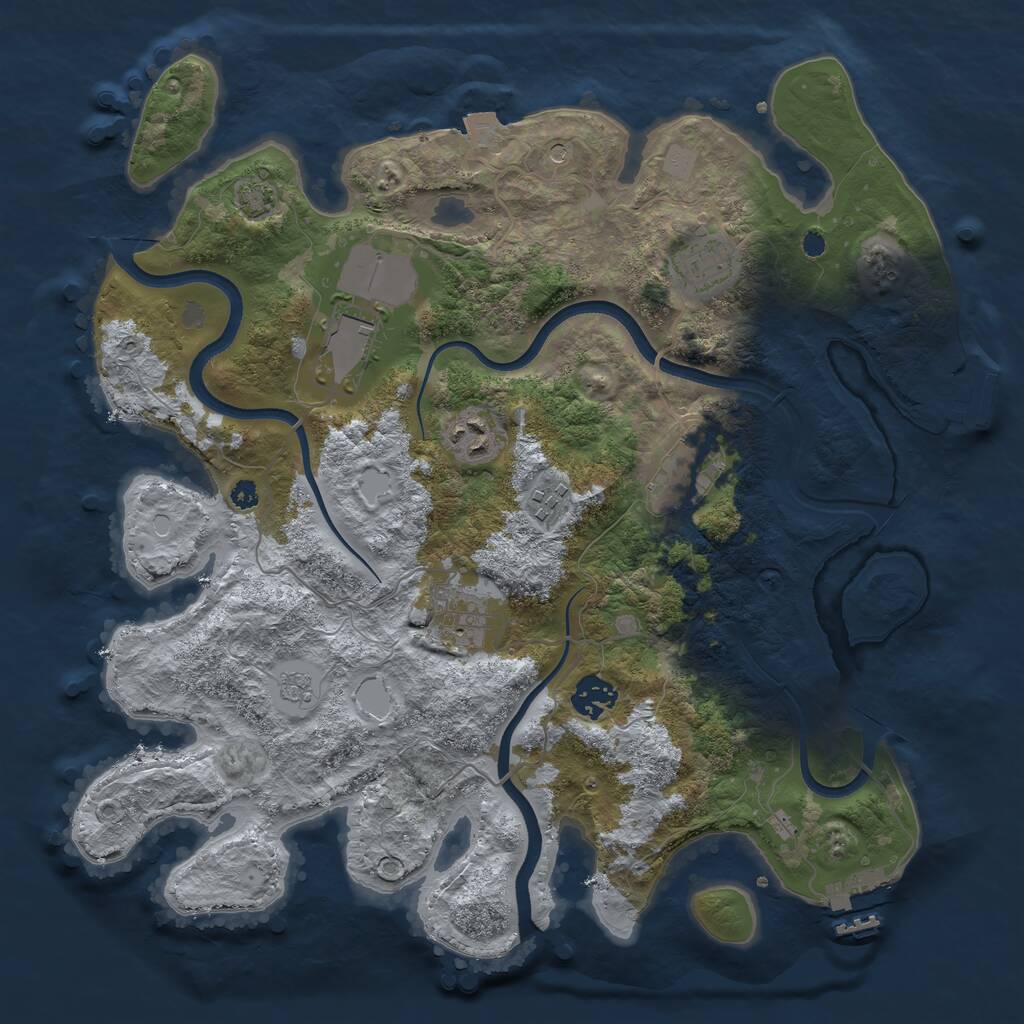 Rust Map: Procedural Map, Size: 3600, Seed: 85263742, 13 Monuments