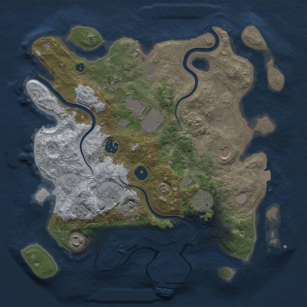 Rust Map: Procedural Map, Size: 3500, Seed: 284976296, 13 Monuments