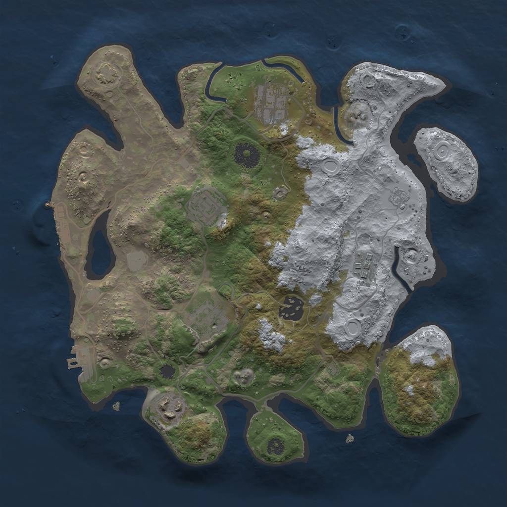 Rust Map: Procedural Map, Size: 3000, Seed: 523542, 13 Monuments
