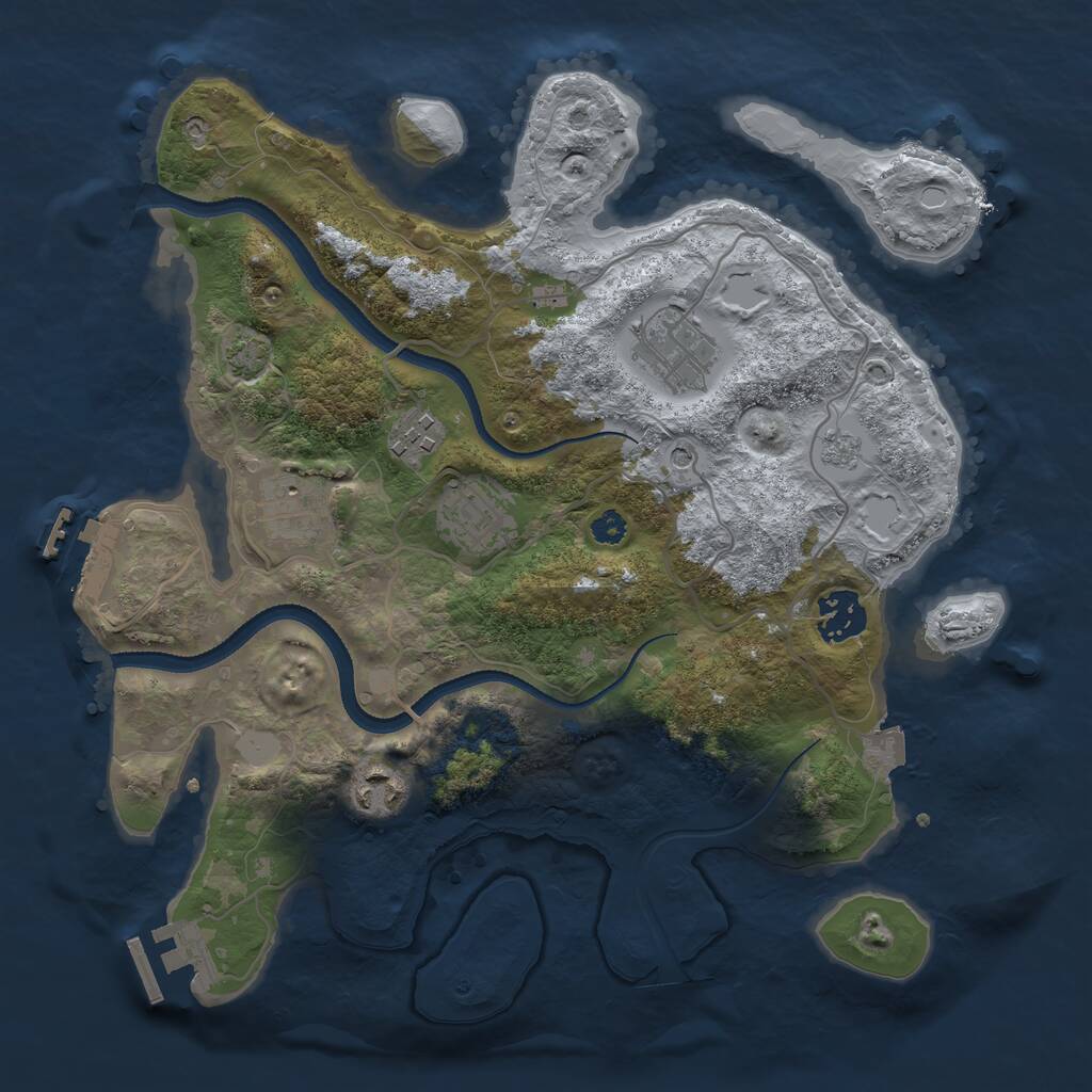 Rust Map: Procedural Map, Size: 3200, Seed: 2067339733, 12 Monuments
