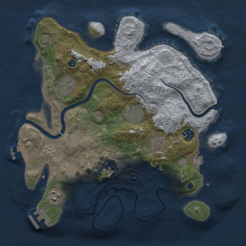 Rust Map: Procedural Map, Size: 3200, Seed: 2067339733, 13 Monuments