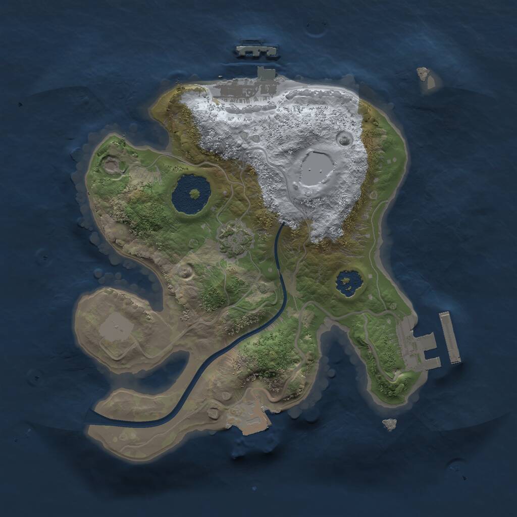Rust Map: Procedural Map, Size: 2000, Seed: 1386026287, 4 Monuments