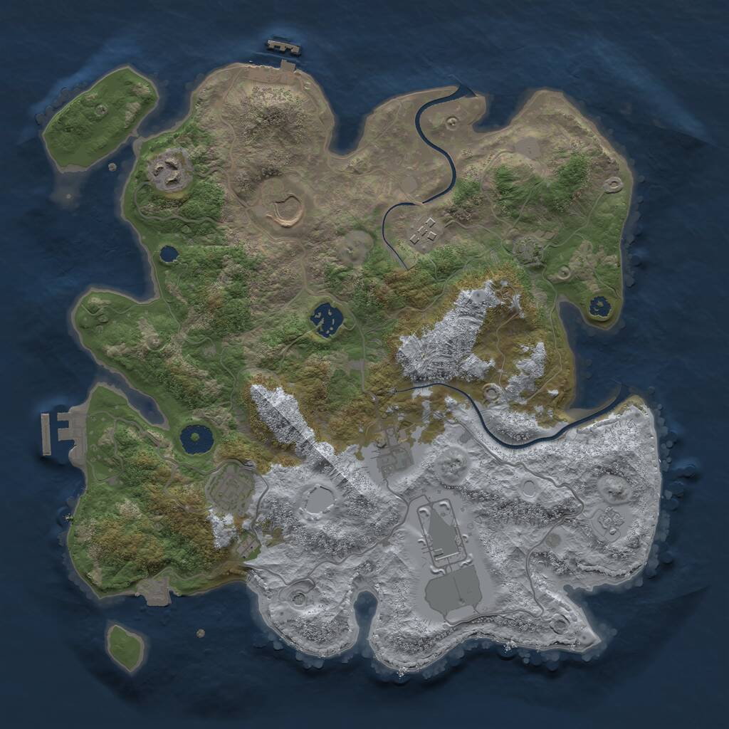 Rust Map: Procedural Map, Size: 3500, Seed: 648261, 13 Monuments